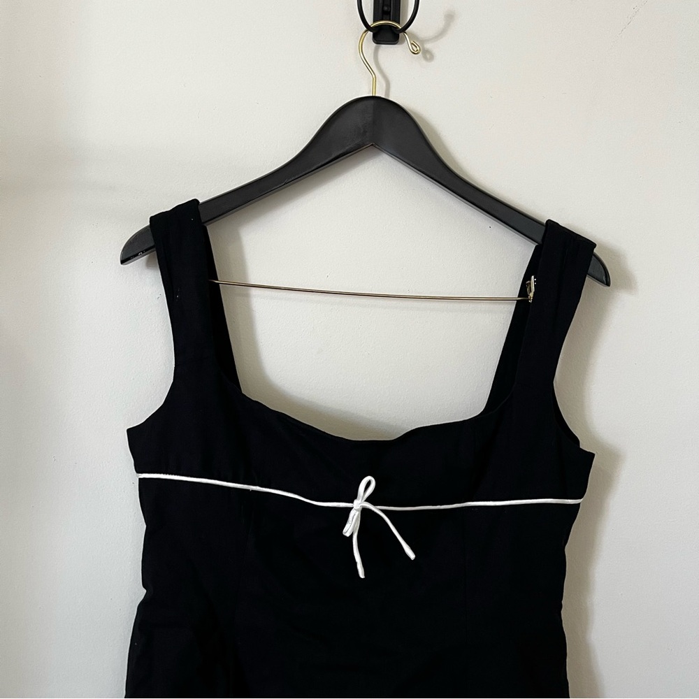 Peppermayo Cadence Linen Blend Square Neckline Mini Dress Black US 10 - Picture 4 of 12
